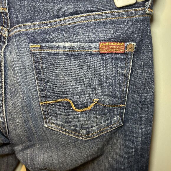 7 For All Mankind Women's Long Bootcut Jeans - Size 30x34 Medium Wash - Picture 5 of 7